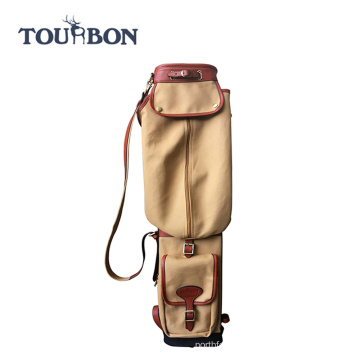 TOURBON classic design single shoulder vintage canvas leather golf carry bag